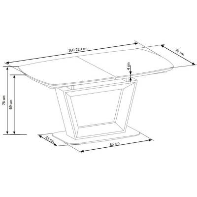 Stół rozkładany Blacky 160 (200)x90