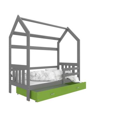 Łóżko domek Polo II (160 cm) - szary / zieleń