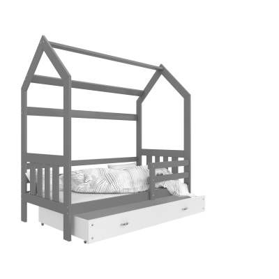 Łóżko domek Polo II (160 cm) - szary / biały