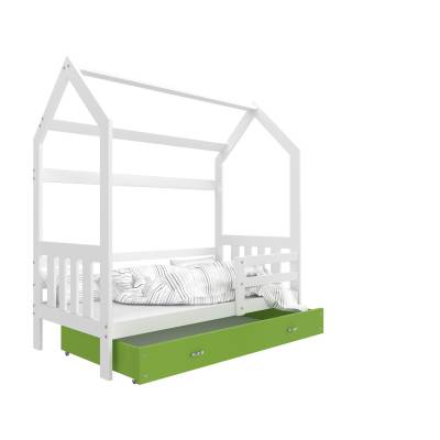 Łóżko domek Polo II (160 cm) - biały / zieleń