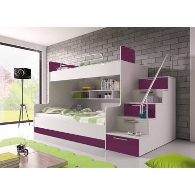 Łóżko piętrowe Colors 2 + materace (fiolet połysk)